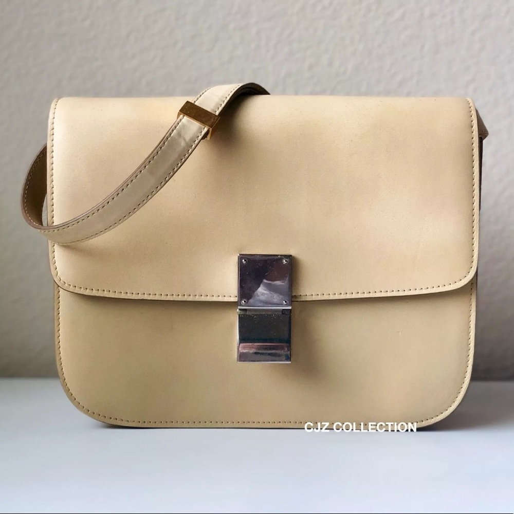 Authentic Celine Medium Box Bag in Beige